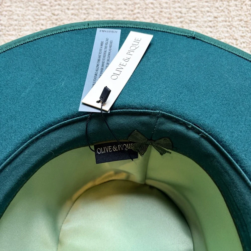Olive & Pique Billie Hunter Rancher Hat Green Wool Wide Brim Fedora